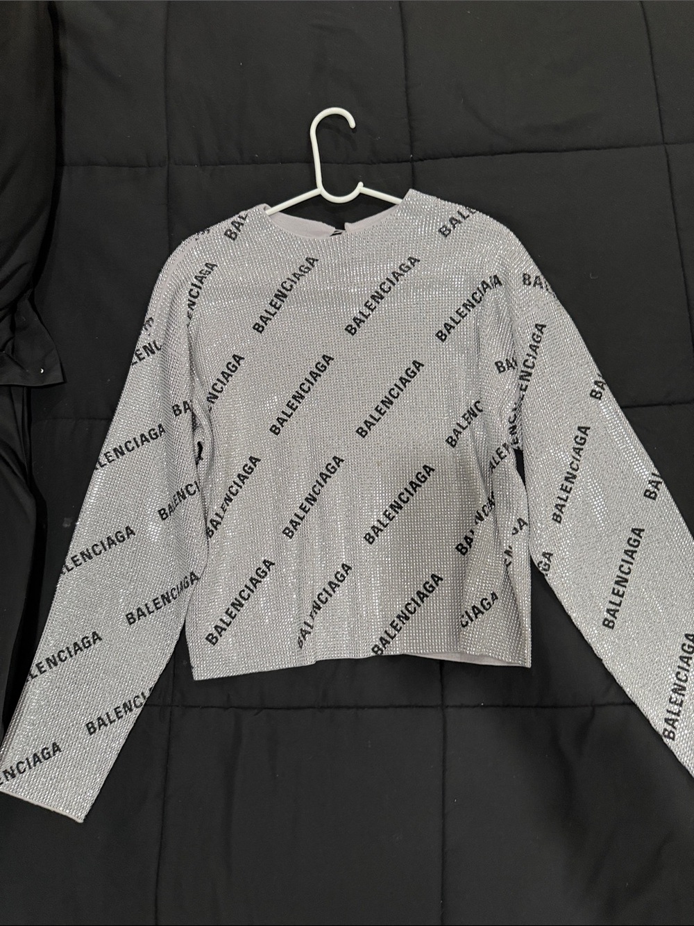 Balenciaga All Over Diamond Logo Knit Top